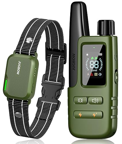 Jugbow Dog Shock Collar - 3300FT Dog Training Collar with Remote Innovative IPX7 Waterproof with 4 Training Modes, Rechargeable E-Collar for All Breeds - Green 1 Pack
