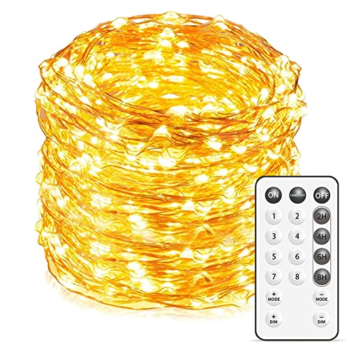 GHUSTAR Fairy Lights, String Lights, 66 Feet 200 LEDs with Remote, Bedroom Decor, Wall Decor, USB Powered Copper Wire Fairy Lights for Indoor Outdoor Use, Lighting for Wall Christmas Party - Warm White