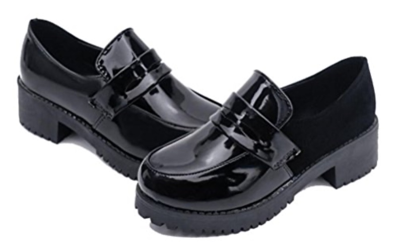 Women's Loafer Shoes Low Top Japanese Students Maid Uniform Dress Oxford Shoes - 7.5 - Black