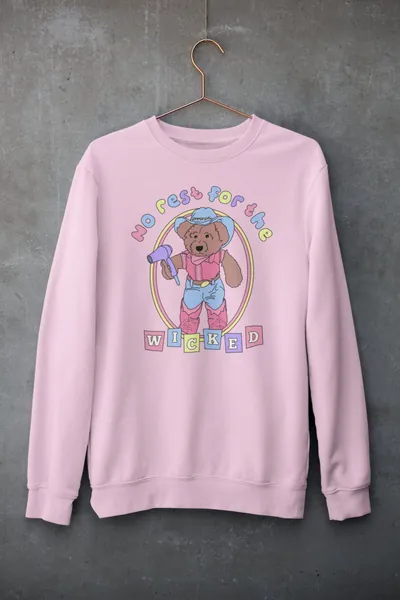 Wicked Teddy Bear Sweater, Kawaii Softcore Aesthetic Indie Kid Jumper, Y2K Colorblock Sweatshirt, Hobicore Teddy Bear Jumper