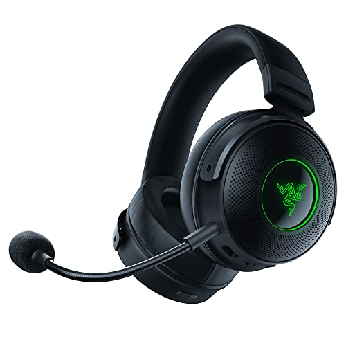 Razer Kraken V3 Pro HyperSense Wireless Gaming Headset w/Haptic Technology: Triforce Titanium 50mm Drivers - THX Spatial Audio - HyperSpeed Wireless - Hybrid Fabric & Leatherette Memory Foam Cushions - Kraken V3 Pro