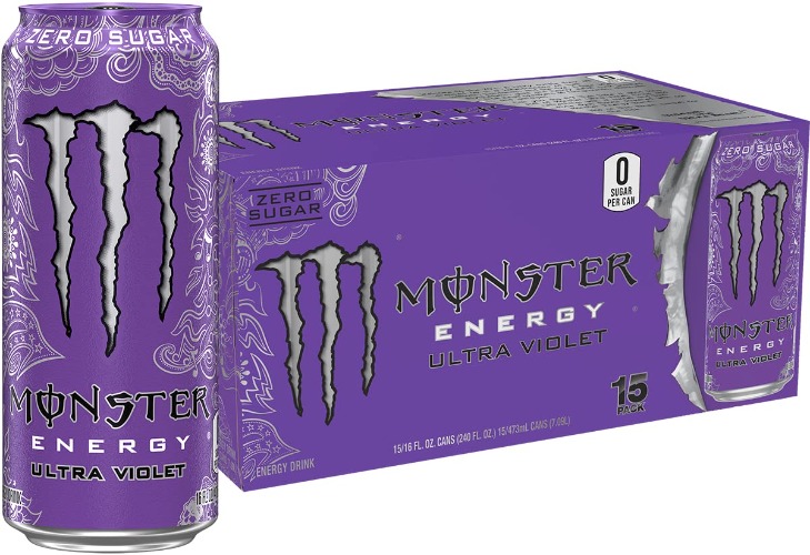 Monster Energy Ultra Violet, Sugar Free Energy Drink, 16 Ounce (Pack of 15) - Ultra Violet 16 Ounce (Pack of 15)