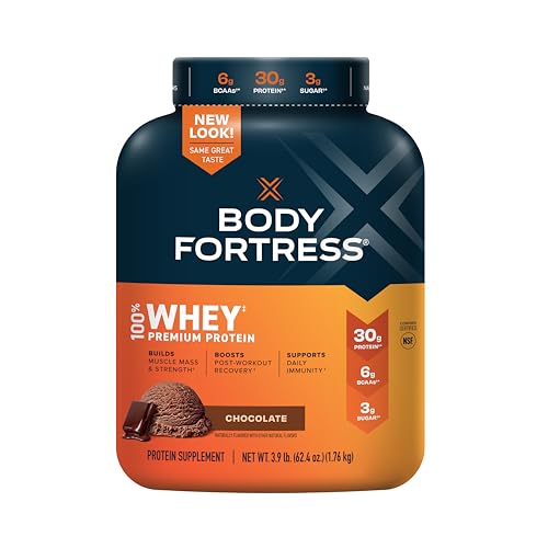 Body Fortress 100% Whey, Premium Protein Powder, Chocolate, 3.9lbs (Packaging May Vary) - Chocolate - 39 Servings (Pack of 1)