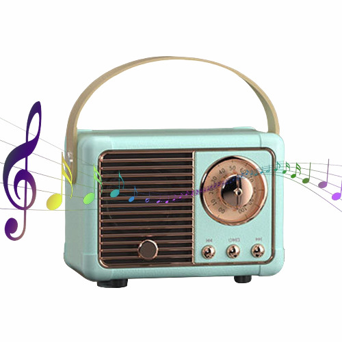 Bluetooth Compact Retro Speakers with Radio - Blue