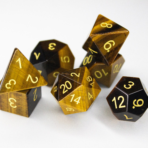 Tiger's Eye | Natural Gemstone Dice (7pc Set)
