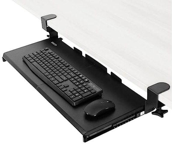 VIVO Large Keyboard Tray Under Desk Pull Out with Extra Sturdy C Clamp Mount System, 27 (33 Including Clamps) x 11 Inch Slide-Out Platform Computer Drawer for Typing, Black, MOUNT-KB05E - Black - 27 inch