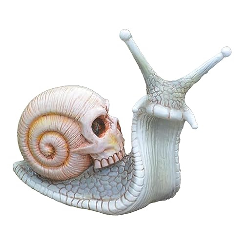 Leatrice Halloween Skull Snail,Skull Sculpture，Gothic Home Decor Resin Crafts Outdoor Garden Yard Decoration Skull Art Sculpture Ornament Patio Lawn Yard Office Decorations Gift（White） - White