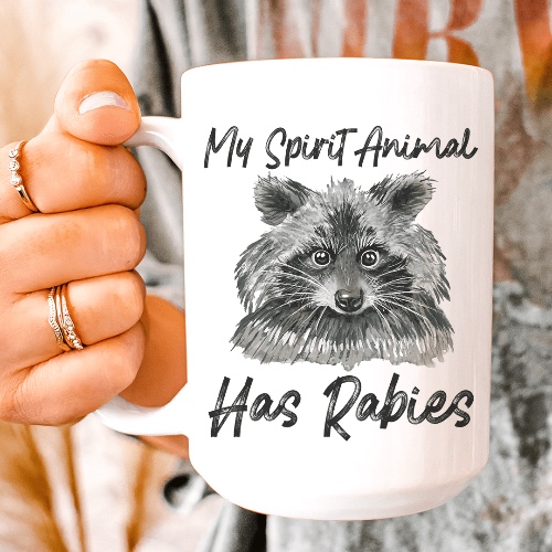 My Spirit Animal Has Rabies Ceramic Mug 15 oz - White / One Size