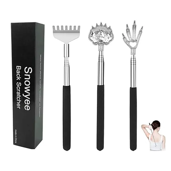 Snowyee Backscratchers, Back Scratcher for Women Men 3PCS Includes Bear Claw Hand and Eagle Claw kit Telescoping with Adjustable (Black) - 3 Piece Assortment - Black
