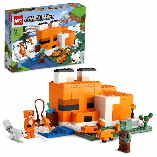 LEGO 21178 Minecraft De Vossenhut Set met Verdronken Zombie en Dierenfiguren, Speelgoed voor Jongens en Meisjes, Origineel Verjaardagscadeau