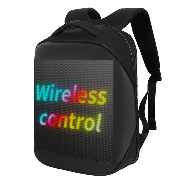 LED Backpack, Full Color Screen and Programmable DIY, Outdoor Advertising Travel Laptop Backpack, Requires Power Bank to Use - Black