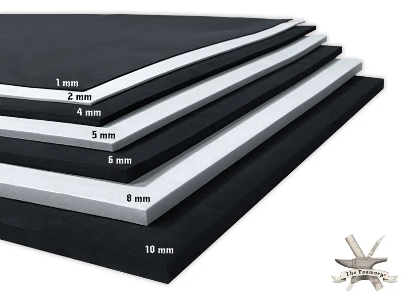 EVA Foam - 1mm to 10mm Thickness Options, 14" x 39" Sheet, Black & White, Ultra High Density 85 kg/m3, by The Foamory for Cosplay / Crafting