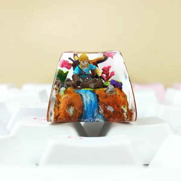 The Legend of Zelda  keycap artisan,  Link keycap resin, keycap handmade, keycap, artsian keycaps, esc keycaps, gaming keycaps,anime keycaps