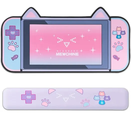 GeekShare Cute Wrist Rest Support Mouse Pad Set- Non-Slip Rubber Base and Lightweight Memory Foam Wrist Rest for Keyboard and Mouse, Perfect for Gaming,or Home Office Work(Mousepad & Wrist Rest)