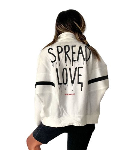 'Spread Love' Painted Sweat Jacket - One Size