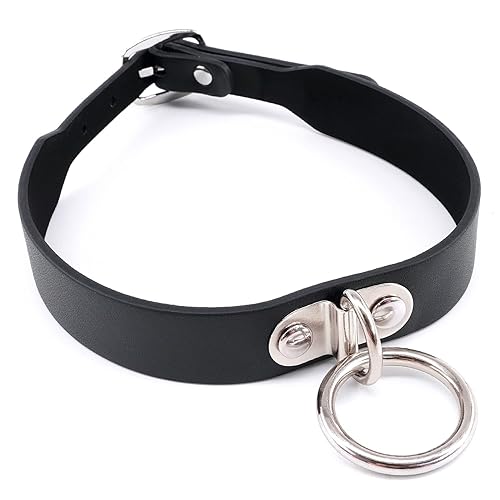 Women and Men's Punk Style Leather Choker Collar, Gothic Costume Choker Necklace - Black-1