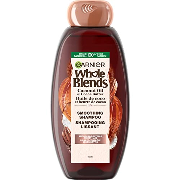 Garnier Whole Blends Smoothing Shampoo for Frizzy Hair, with Coconut Oil and Cocoa Butter, Paraben-Free, 650ml