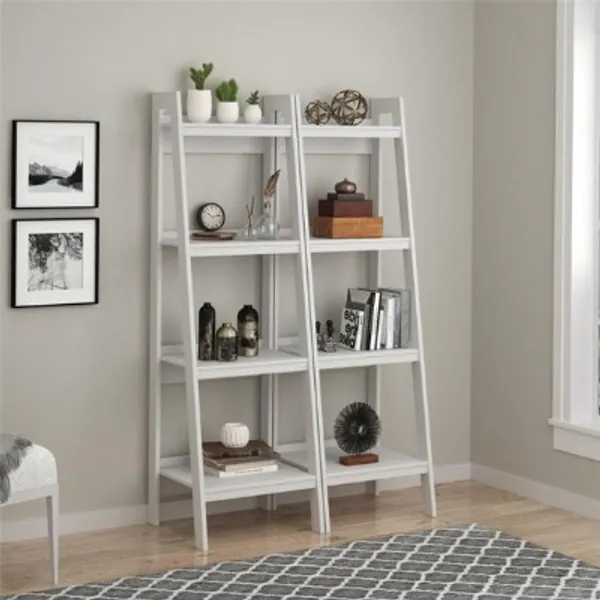 Ameriwood Home Hayes 4 Shelf Ladder Bookcase Bundle White | Etsy Canada