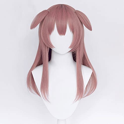 VTuber Cosplay Wig Hololive Inugami Korone Synthetic Hait with Ears Long Pink Brown Braids Holo no Graffiti Synthetic Hair Women