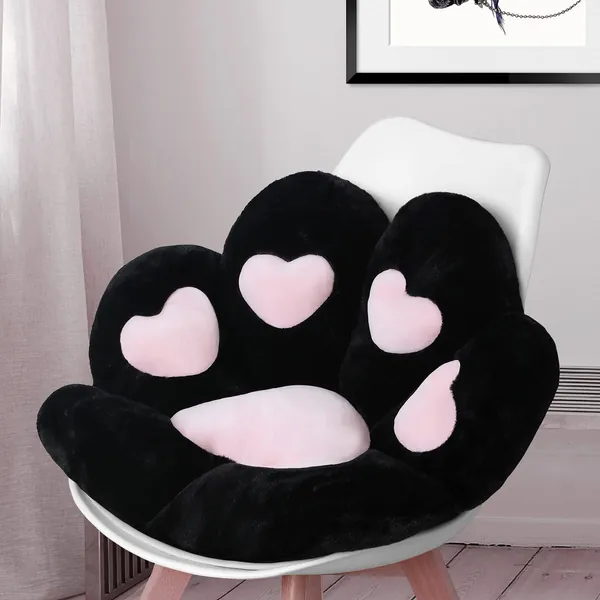 OtNiap Cute cat Paw Plush Pillows, Soft and Comfortable Sofa Cushions/ Office Chair Seat Cushion Lazy Sofa Bear Paw Chair Cushion for Chair,Home, Bedroom Shop and Restaurant Decor 70x60cm (Black)
