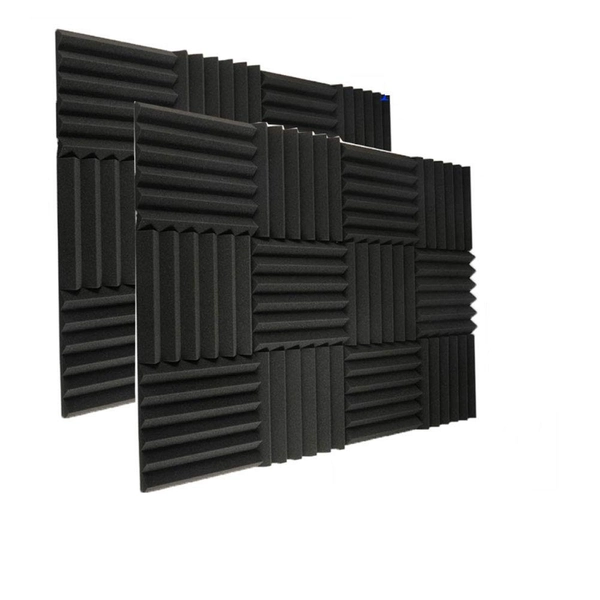 24 Pack Acoustic Foam Panels 2" X 12" X 12" Soundproofing Studio Foam Wedge Tiles Fireproof - - Ideal for Home & Studio Sound Insulation (24PCS, Black)