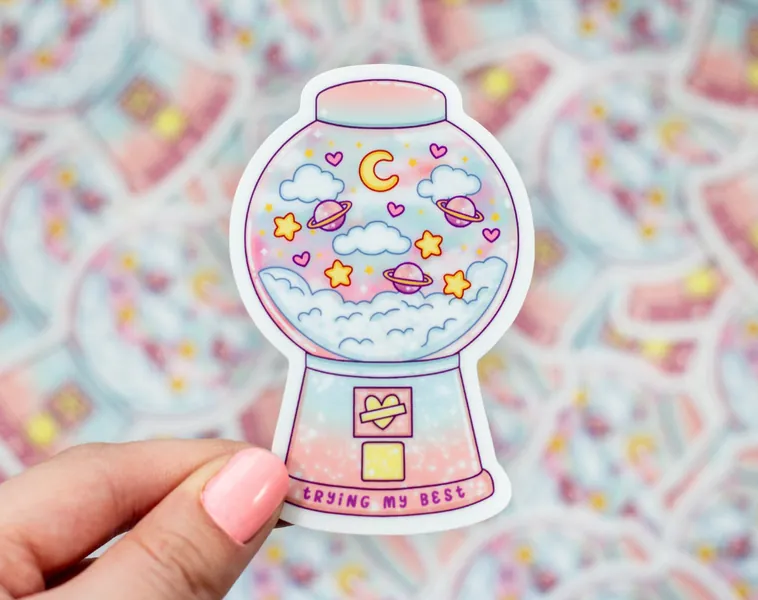 Gumball Machine Cute Vinyl Waterproof Sticker | Kawaii Aesthetic