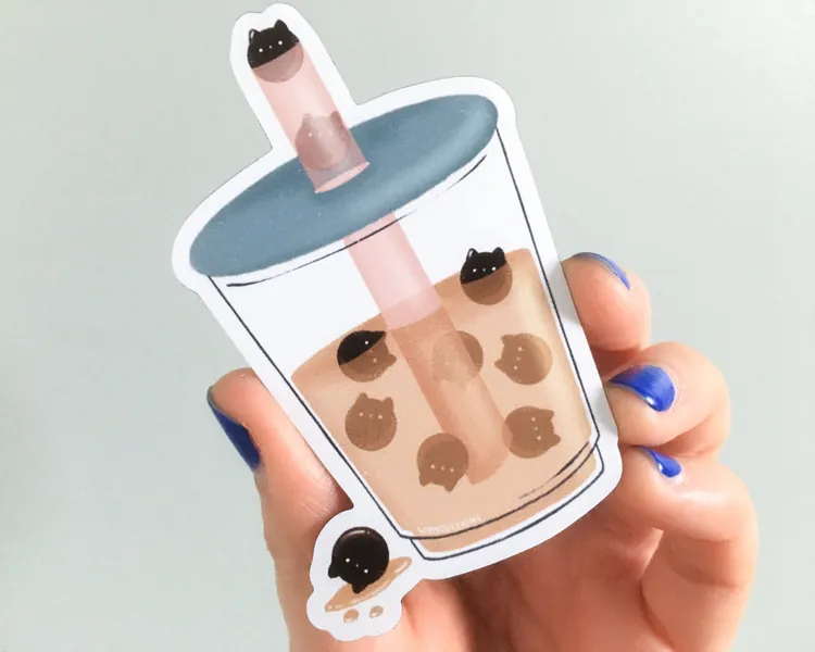 Boba Cats Magnet | Cute Bubble Tea Magnet for Fridge and Office