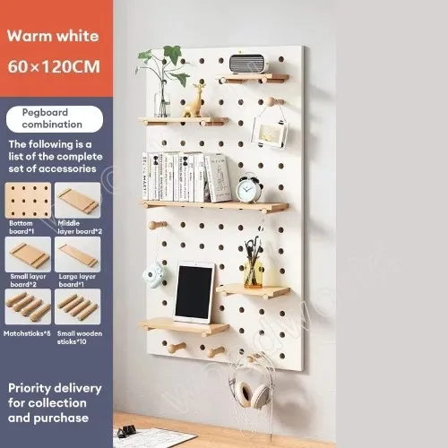 Pegboard Wall Storage Rack Hole Board With Hanging Hooks 60CM