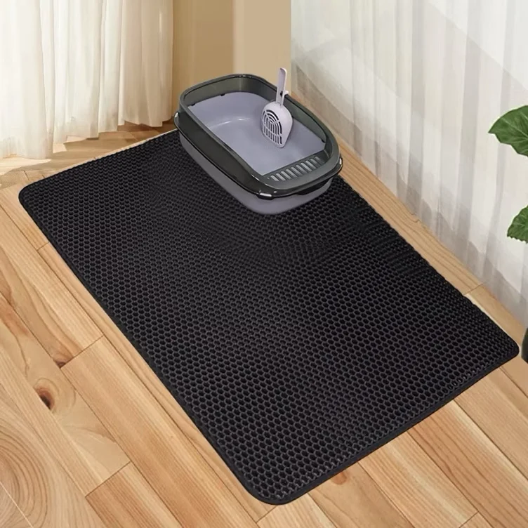 Cat Litter Mat Double Layer No Slip Waterproof Washable Easy Clean Honeycomb Cat Mats