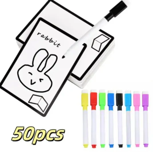 50pcs Reusable Dry Erase MTG Tokens with Marker, Double-Sided MTG Proxy Cards for MTG and DND DIY Blank Card Games Accessories