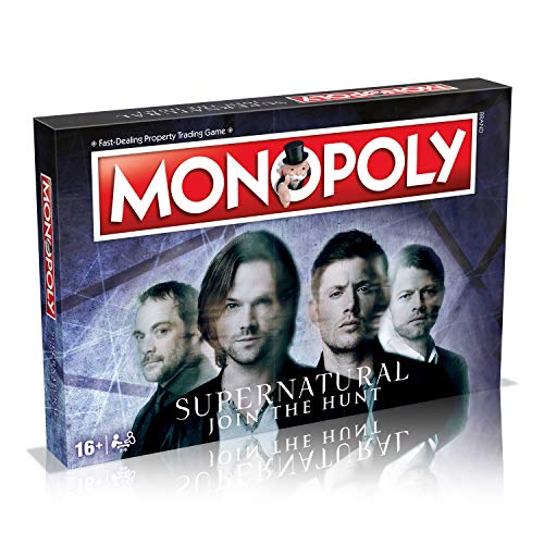 Winning Moves Supernatural Monopoly Board Game, Join the Winchester brothers Sam and Dean, Advance to Vampire and Werewolf and trade your way to success, For ages 16 and up, Grey - Supernatural