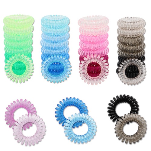 Spiral Hair Ties,TONBAO 36pcs Candy Color Phone Cord Hair Ties Coils, No Crease Hair Ties,Women Ponytail Holder Elastics, Apply to Curly,Straight,Thick,Thin,Short,Long Hair