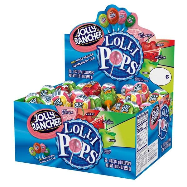 Jolly Rancher Fruit Lollipops 17g Each American Lollipops Mixed Fruit Flavour Assorted Jolly Rancher Filled Pops lolipops American Candy Mix Flavours (50)