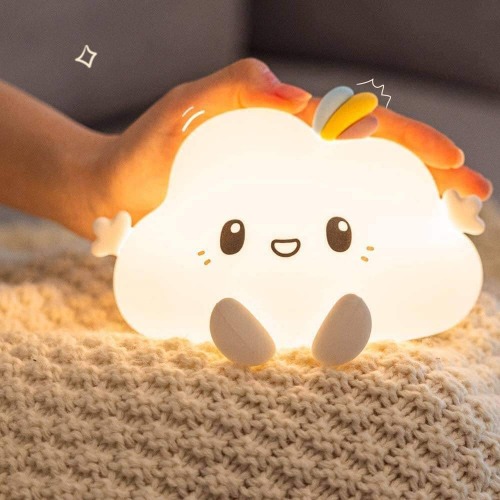 Cute Cloud Night Light, Baby Night Light Kids Lamp for Bedroom Birthday Cute Gifts, 7 Colour Changing LED Portable Cloud Lamp,Rechargeable Battery Lights for Bedroom,Nightlight for Children Room Decor