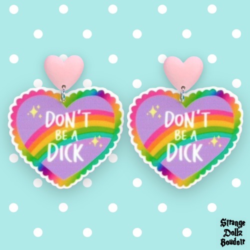 Don’t be a d*** Rainbow earrings, 925 sterling silver, pastel cute, Strange Dollz Boudoir
