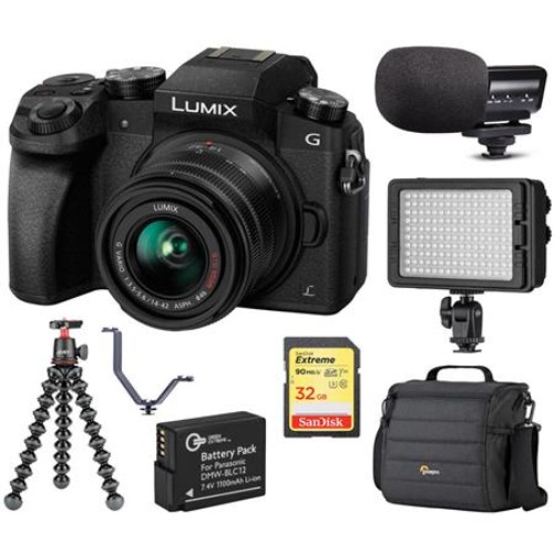 Panasonic Lumix DMC-G7 Mirrorless with 14-42mm Lens Black With Accessory Bundle
