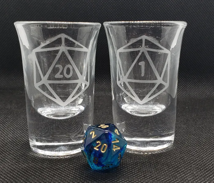 Crit Fail/Crit Success D20 Shot Glasses **INCLUDES SHIPPING**