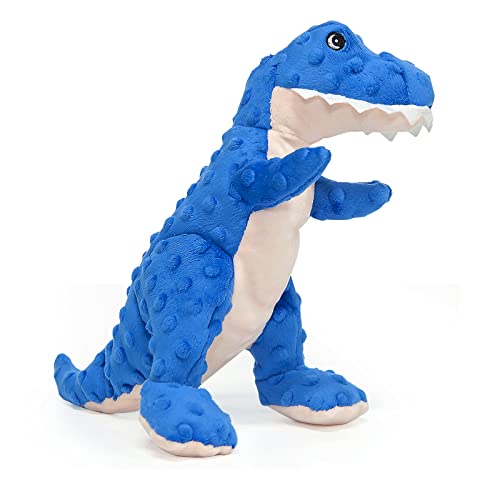 DODODOLA Stuffed Dog Toys Plush Dog Toy with Crinkle Paper Cute Dinosaur Squeaky Dog Toys Dog Chew Toys for Medium Large Breed - Blue Dinosaur