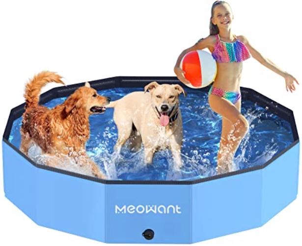 Meowant Foldable Dog Pool, Hard Plastic Dog Swimming Pools for Large Dogs, Collapsible Plastic Kid Pet Pool, Portable Bathing Tub Kiddie Pool for Dogs (XL-63'' × 12'') - XL-63'' × 12''