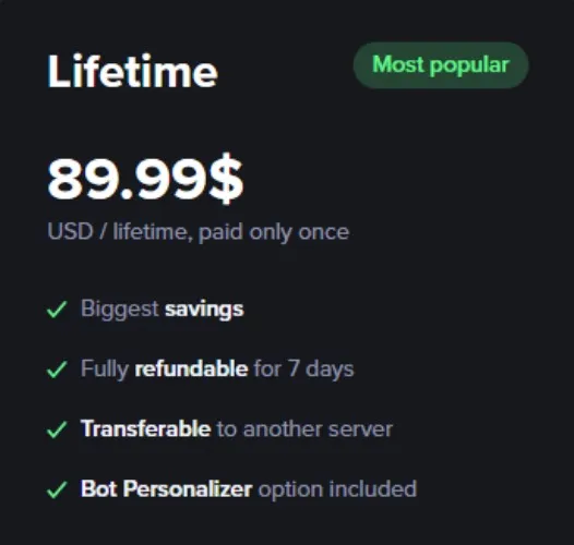 MEE6 Discord Bot Lifetime Sub