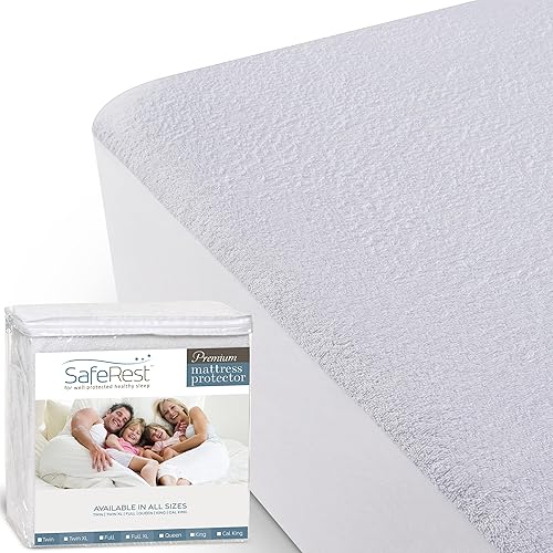SafeRest Mattress Protector – Queen - College Dorm Room, New Home, First Apartment Essentials - Cotton, Waterproof Mattress Cover Protector and Encasement - Queen - Premium (Cotton)