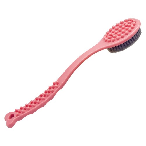 QiCheng&LYS Cepillo de ducha Bath Brush with Long Handle, Handheld Body Massage Brush Shower Back Scrubber-14inch (Pink) - Pink