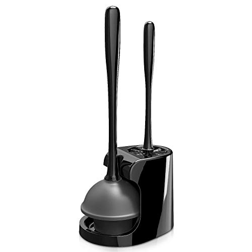 MR.SIGA Toilet Plunger and Bowl Brush Combo for Bathroom Cleaning, Black, 1 Set - Black