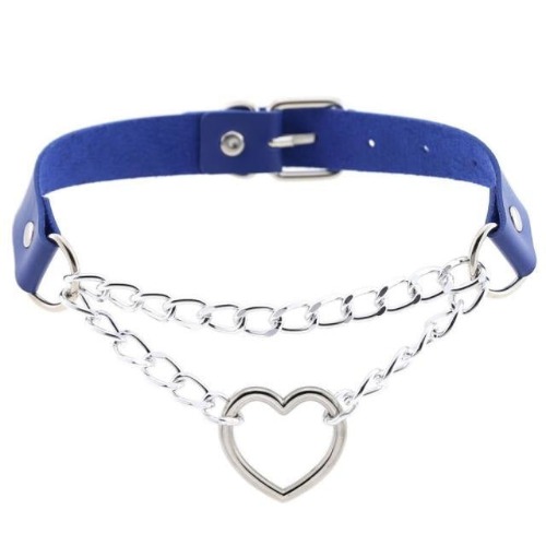 Chained Valentine Choker (15 Colors) - Blue