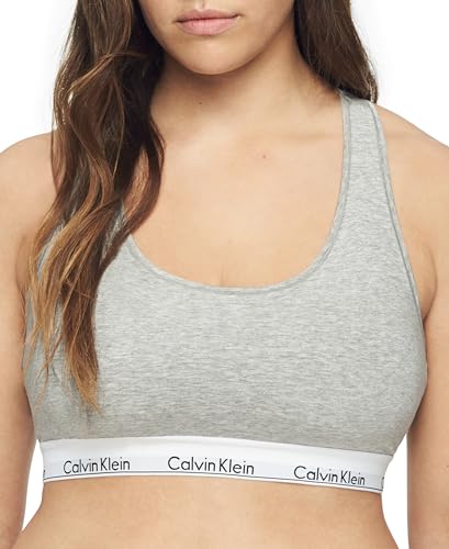 Calvin Klein Womens Modern Cotton Unlined Wireless Bralette - Small - Grey Grey