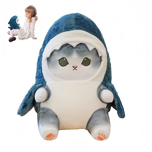 Cute Shark Cat Plush Doll - Soft Stuffed Animal Doll,Lovely Fat Shark Kitten Plushies,Perfect Pillow for Fans' Birthday Gifts (Grey Cute Shark Cat) - Grey Cute Shark Cat