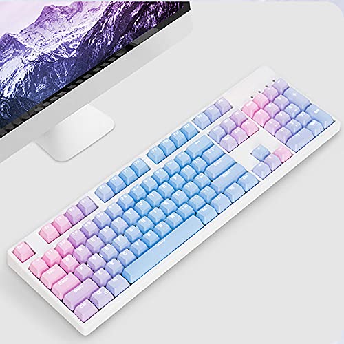 Purple Gradient Keycap 104 Keys PBT OEM Profile Thick Keycaps for Cherry MX Switches of Mechanical Keyboard 61/64/84/87/104/108 Layout