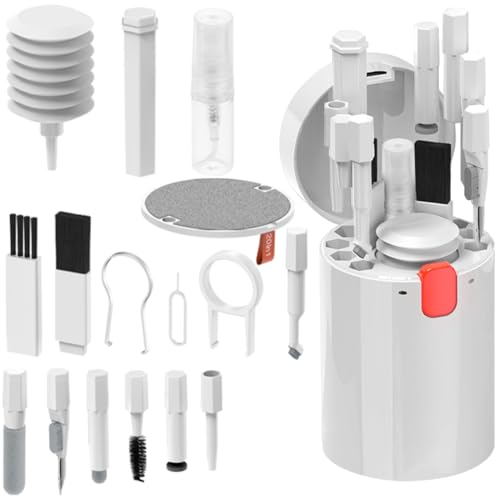 Keyboard Cleaner Brush,BLOOOK 20 in 1 Keyboard Cleaning Brush Kit,Multifunctional Keyboard Earphone Cleaner with KeyCaps Puller,for Gaming Mechanical Keyboard Airpods 2/pro - 20-in-1 White