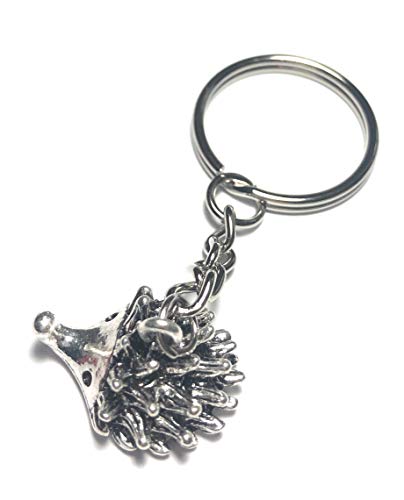 FizzyButton Gifts Hedgehog Charm Keyring Key Ring with Silver Tone Keychain