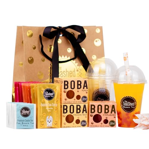 Bubble Tea Kit Syrup Gift Set with 9 Servings | Syrup + Tea + Boba Set | The TeaShed - 9 Serving